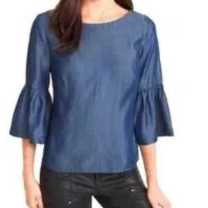 Woman’s Denim Bell Sleeve Blouse